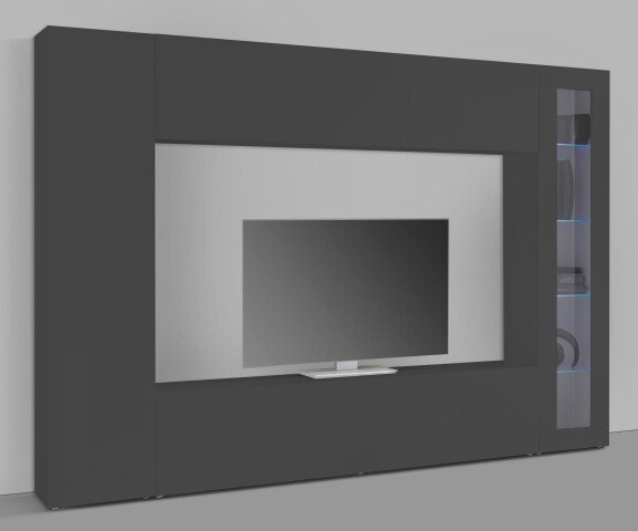 Wohnwand >Benevent< (4-teilig) in Anthrazit matt - 260x180x30 (BxHxT)