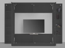 Wohnwand >Benevent< (4-teilig) in Anthrazit matt - 260x180x30 (BxHxT)