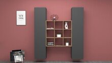 Wohnwand >Benevent< (3-teilig) in Anthrazit matt - 170x180x30 (BxHxT)