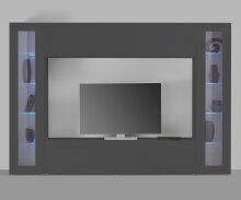 Wohnwand >Benevent< (4-teilig) in Anthrazit matt - 260x180x30 (BxHxT)