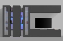 Wohnwand >Benevent< (7-teilig) in Anthrazit matt - 340x180x30 (BxHxT)