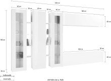Wohnwand >Benevent< (7-teilig) in Anthrazit matt - 340x180x30 (BxHxT)
