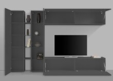 Wohnwand >Benevent< (5-teilig) in Anthrazit matt - 280x180x30 (BxHxT)