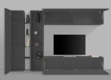 Wohnwand >Benevent< (5-teilig) in Anthrazit matt - 280x180x30 (BxHxT)