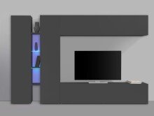 Wohnwand >Benevent< (5-teilig) in Anthrazit matt - 280x180x30 (BxHxT)