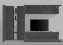 Wohnwand >Benevent< (5-teilig) in Anthrazit matt - 280x180x30 (BxHxT)