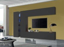 Wohnwand >Benevent< (5-teilig) in Anthrazit matt - 280x180x30 (BxHxT)