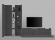 Wohnwand >Benevent< (4-teilig) in Anthrazit matt - 280x180x30 (BxHxT)