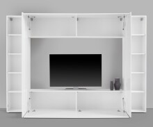 Wohnwand >Benevent< (4-teilig) in Weiß Hochglanz - 260x180x30 (BxHxT)