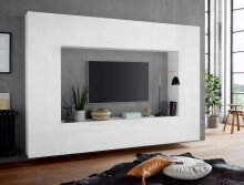 Wohnwand >Benevent< (4-teilig) in Weiß Hochglanz - 260x180x30 (BxHxT)