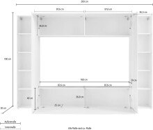 Wohnwand >Benevent< (4-teilig) in Weiß Hochglanz - 260x180x30 (BxHxT)