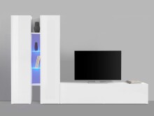 Wohnwand >Benevent< (4-teilig) in Weiß Hochglanz - 280x180x30 (BxHxT)