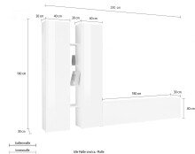 Wohnwand >Benevent< (4-teilig) in Weiß Hochglanz - 280x180x30 (BxHxT)