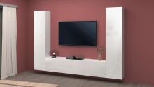 Wohnwand >Benevent< (3-teilig) in Weiß Hochglanz - 260x180x30 (BxHxT)