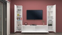 Wohnwand >Benevent< (3-teilig) in Weiß Hochglanz - 260x180x30 (BxHxT)