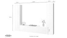 Wohnwand >Benevent< (3-teilig) in Weiß Hochglanz - 260x180x30 (BxHxT)
