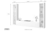 Wohnwand >Benevent< (3-teilig) in Weiß Hochglanz - 260x180x30 (BxHxT)