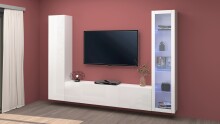Wohnwand >Benevent< (3-teilig) in Weiß Hochglanz - 260x180x30 (BxHxT)