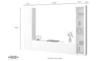 Wohnwand >Benevent< (3-teilig) in Weiß Hochglanz - 260x180x30 (BxHxT)