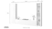 Wohnwand >Benevent< (3-teilig) in Weiß Hochglanz - 260x180x30 (BxHxT)