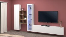 Wohnwand >Benevent< (4-teilig) in Weiß Hochglanz - 320x180x30 (BxHxT)