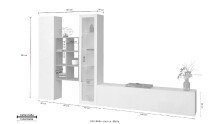 Wohnwand >Benevent< (4-teilig) in Weiß Hochglanz - 320x180x30 (BxHxT)