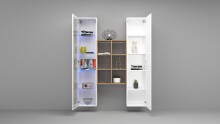 Wohnwand >Benevent< (3-teilig) in Weiß Hochglanz - 140x180x30 (BxHxT)