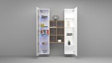 Wohnwand >Benevent< (3-teilig) in Weiß Hochglanz - 140x180x30 (BxHxT)