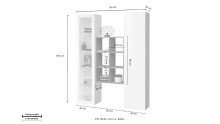 Wohnwand >Benevent< (3-teilig) in Weiß Hochglanz - 140x180x30 (BxHxT)