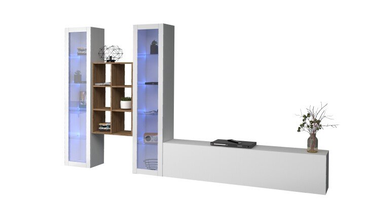 Wohnwand >Benevent< (4-teilig) in Weiß Hochglanz - 320x180x30 (BxHxT)