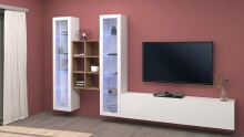Wohnwand >Benevent< (4-teilig) in Weiß Hochglanz - 320x180x30 (BxHxT)