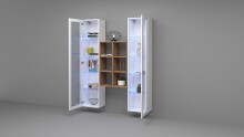 Wohnwand >Benevent< (3-teilig) in Weiß Hochglanz - 140x180x30 (BxHxT)