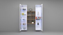 Wohnwand >Benevent< (3-teilig) in Weiß Hochglanz - 140x180x30 (BxHxT)