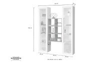 Wohnwand >Benevent< (3-teilig) in Weiß Hochglanz - 140x180x30 (BxHxT)
