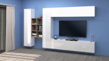 Wohnwand >Benevent< (5-teilig) in Weiß Hochglanz - 320x180x30 (BxHxT)