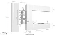 Wohnwand >Benevent< (5-teilig) in Weiß Hochglanz - 320x180x30 (BxHxT)