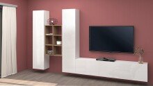 Wohnwand >Benevent< (4-teilig) in Weiß Hochglanz - 320x180x30 (BxHxT)