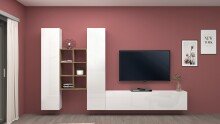 Wohnwand >Benevent< (4-teilig) in Weiß Hochglanz - 320x180x30 (BxHxT)