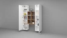Wohnwand >Benevent< (3-teilig) in Weiß Hochglanz - 140x180x30 (BxHxT)