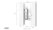 Wohnwand >Benevent< (3-teilig) in Weiß Hochglanz - 140x180x30 (BxHxT)