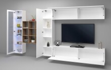 Wohnwand >Benevent< (5-teilig) in Weiß Hochglanz - 350x180x30 (BxHxT)