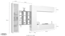 Wohnwand >Benevent< (5-teilig) in Weiß Hochglanz - 350x180x30 (BxHxT)