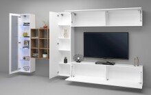 Wohnwand >Benevent< (5-teilig) in Weiß Hochglanz - 350x180x30 (BxHxT)