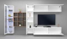 Wohnwand >Benevent< (5-teilig) in Weiß Hochglanz - 350x180x30 (BxHxT)