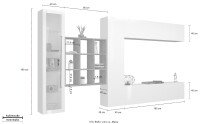 Wohnwand >Benevent< (5-teilig) in Weiß Hochglanz - 350x180x30 (BxHxT)