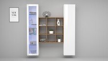 Wohnwand >Benevent< (3-teilig) in Weiß Hochglanz - 170x180x30 (BxHxT)