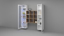 Wohnwand >Benevent< (3-teilig) in Weiß Hochglanz - 170x180x30 (BxHxT)