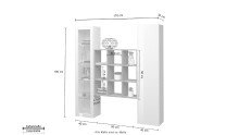 Wohnwand >Benevent< (3-teilig) in Weiß Hochglanz - 170x180x30 (BxHxT)