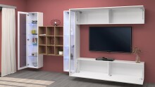 Wohnwand >Benevent< (5-teilig) in Weiß Hochglanz - 350x180x30 (BxHxT)