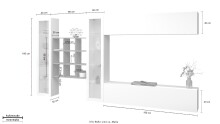 Wohnwand >Benevent< (5-teilig) in Weiß Hochglanz - 350x180x30 (BxHxT)